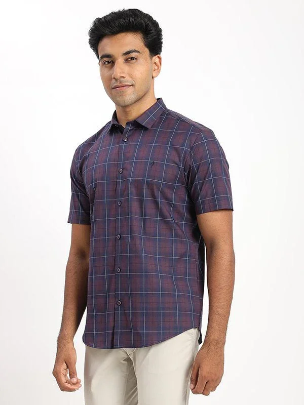 Men's Check Half Sleeves Cotton Blend Shirt - Image 2