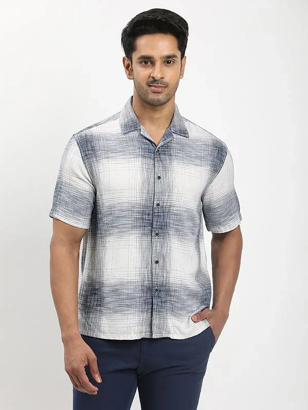 Men's Check Half Sleeves Cotton Blend Shirt