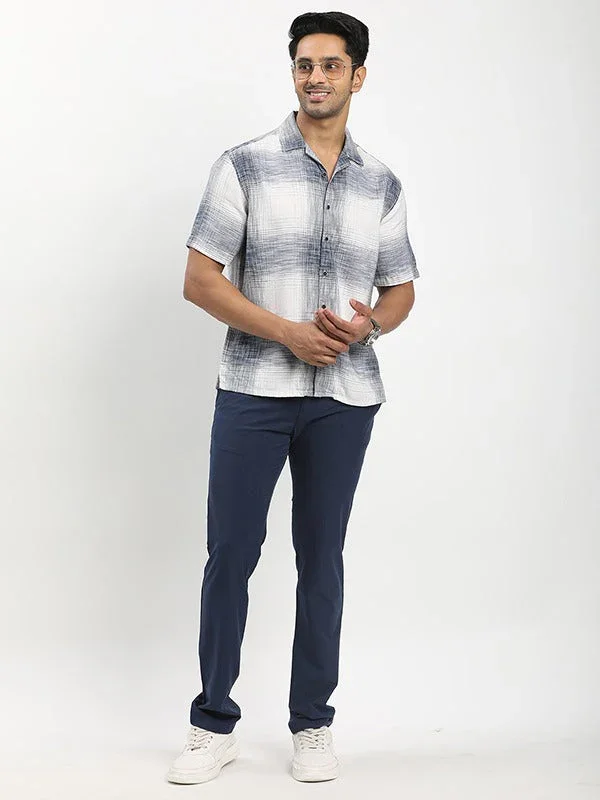 Men's Check Half Sleeves Cotton Blend Shirt - Image 4