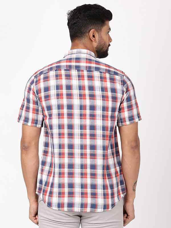 Men's Check Half Sleeves Cotton Blend Shirt - Image 4
