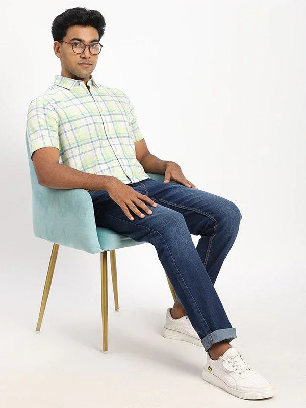Men's Check Half Sleeves Cotton Blend Shirt - Image 10