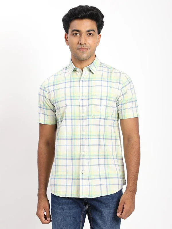 Men's Check Half Sleeves Cotton Blend Shirt - Image 6