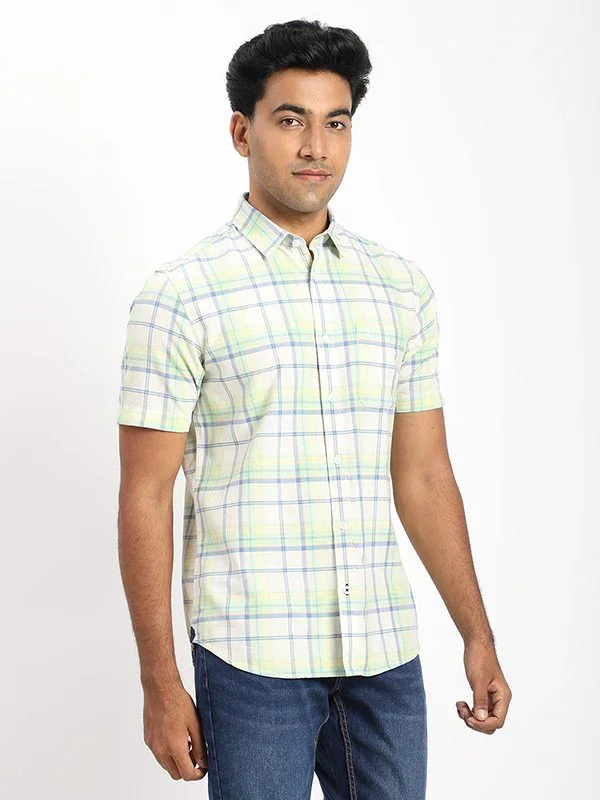 Men's Check Half Sleeves Cotton Blend Shirt - Image 7