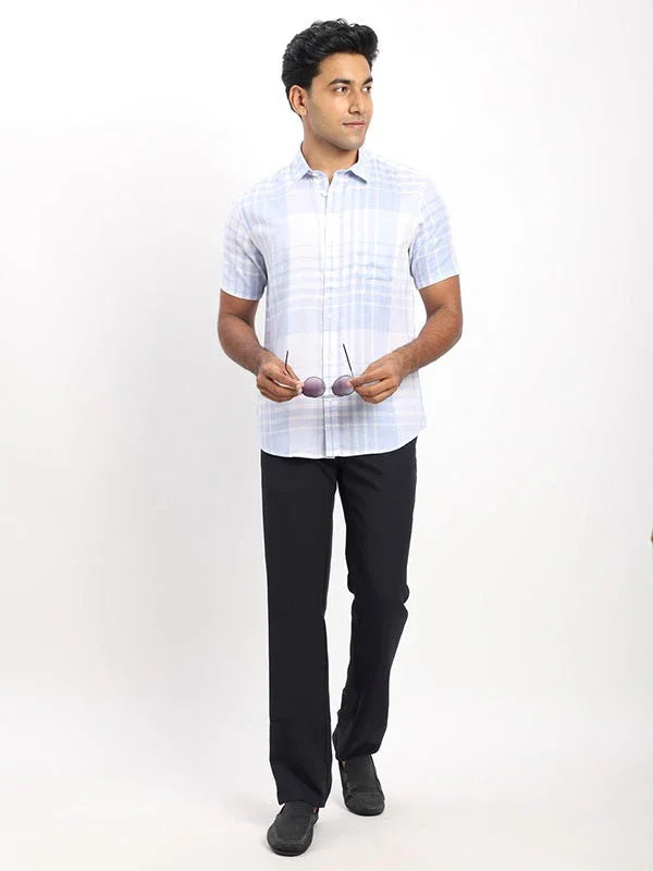Men's Check Half Sleeves Cotton Blend Shirt - Image 10