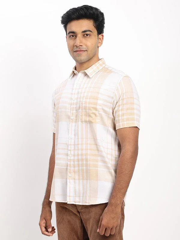 Men's Check Half Sleeves Cotton Blend Shirt - Image 2