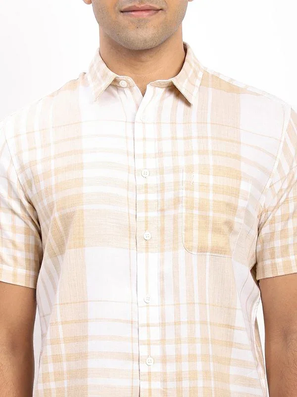 Men's Check Half Sleeves Cotton Blend Shirt - Image 3