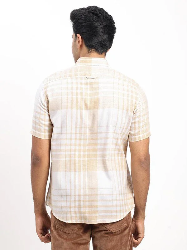 Men's Check Half Sleeves Cotton Blend Shirt - Image 4