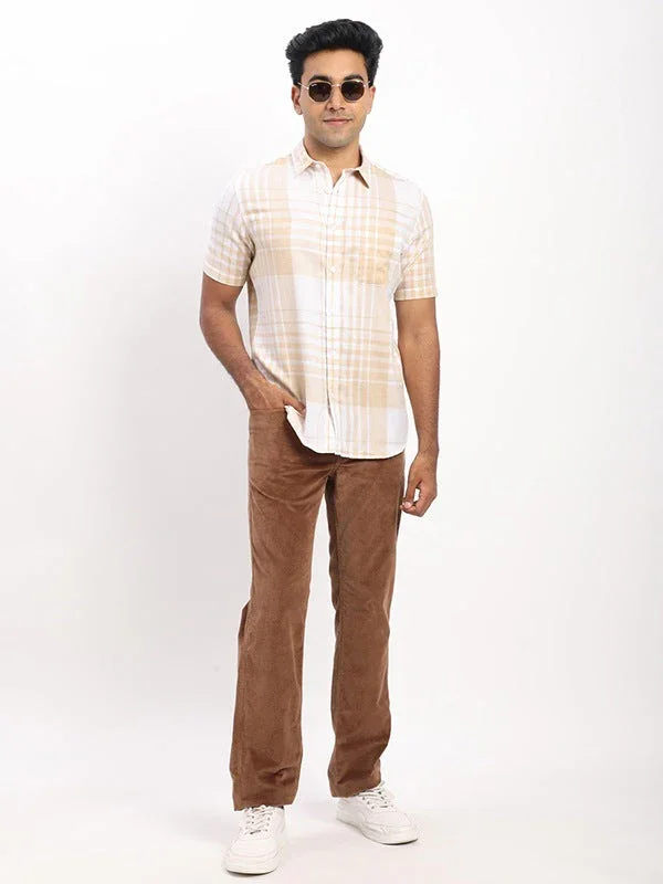 Men's Check Half Sleeves Cotton Blend Shirt - Image 5