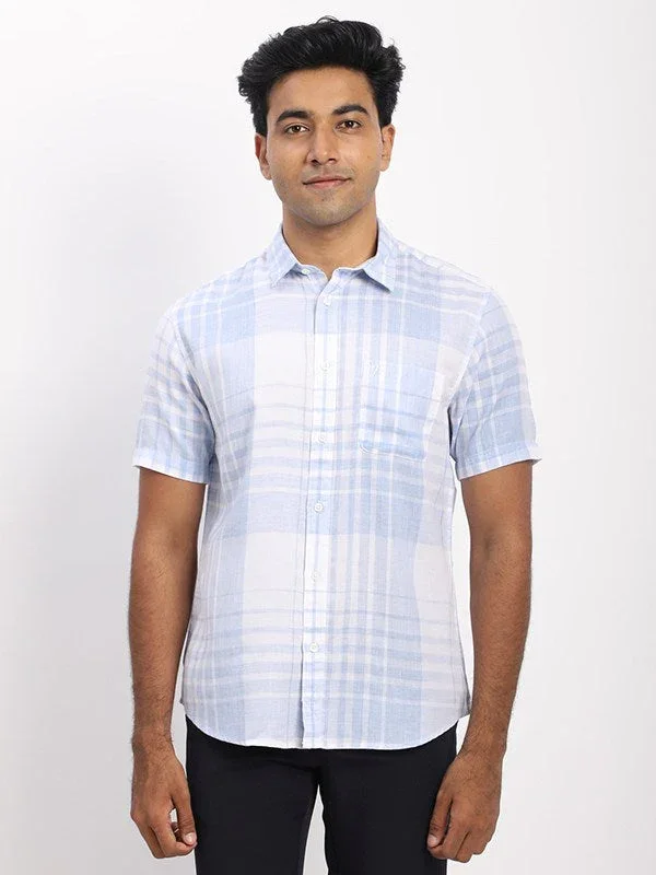 Men's Check Half Sleeves Cotton Blend Shirt - Image 6