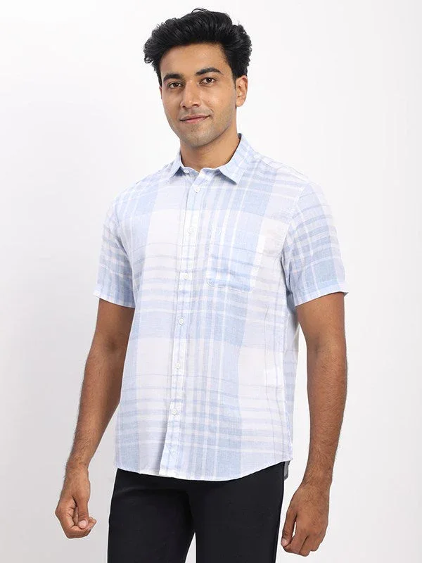 Men's Check Half Sleeves Cotton Blend Shirt - Image 7