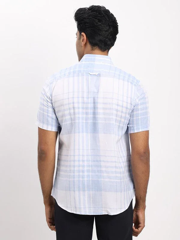 Men's Check Half Sleeves Cotton Blend Shirt - Image 9