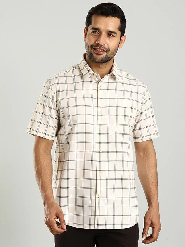 Men's Check Half Sleeves Cotton Shirt