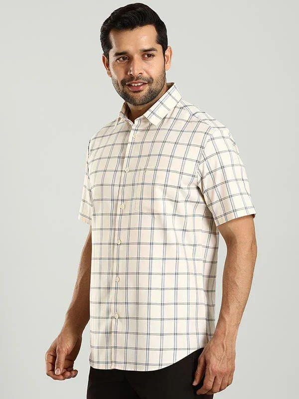 Men's Check Half Sleeves Cotton Shirt - Image 3