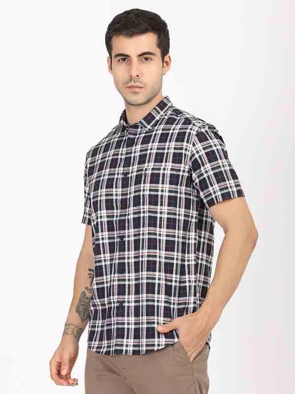 Men's Check Half Sleeves Cotton Shirt - Image 5
