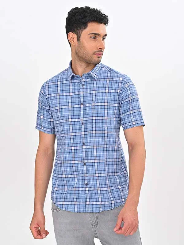Men's Check Half Sleeves Cotton Shirt - Image 2