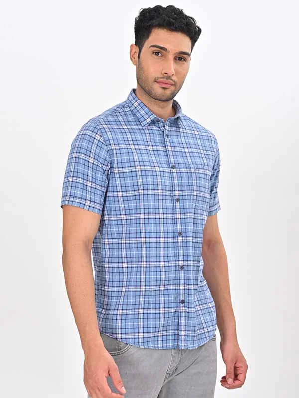 Men's Check Half Sleeves Cotton Shirt - Image 4