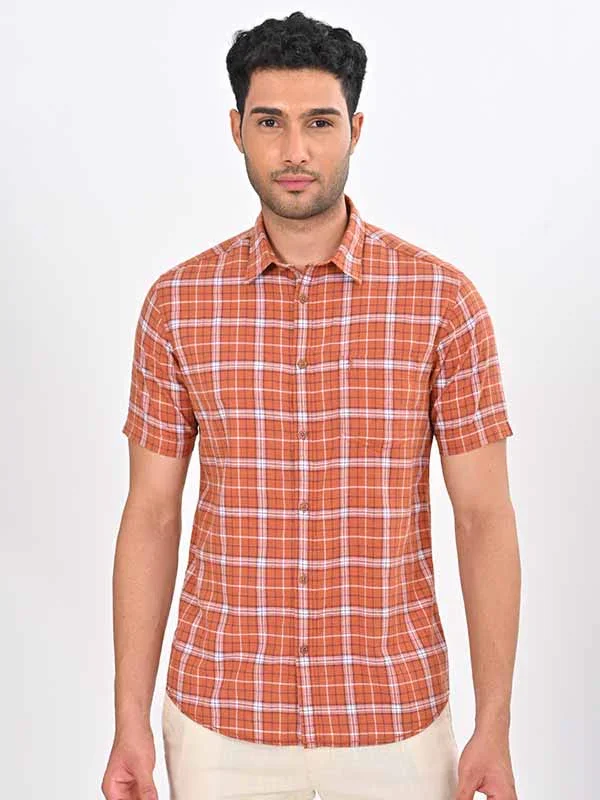 Men's Check Half Sleeves Cotton Shirt - Image 6