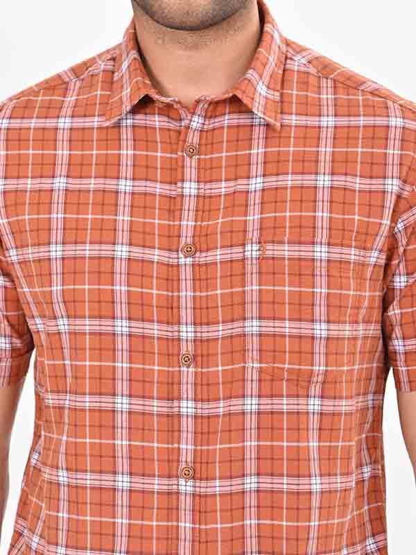 Men's Check Half Sleeves Cotton Shirt - Image 7