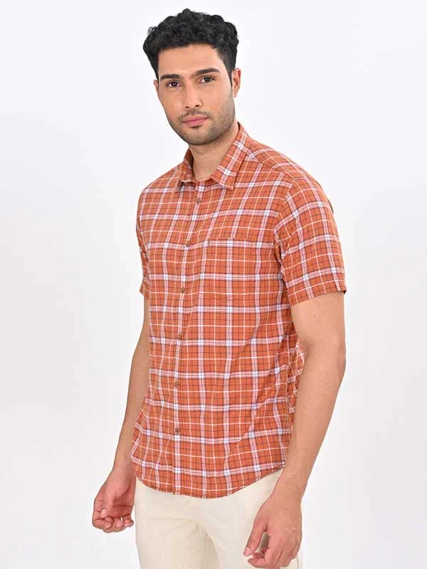 Men's Check Half Sleeves Cotton Shirt - Image 8