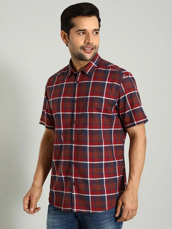 Men's Check Half Sleeves Cotton Shirt - Image 3