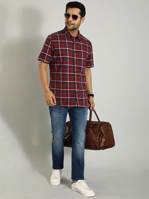 Men's Check Half Sleeves Cotton Shirt - Image 4