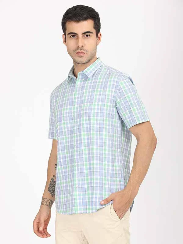 Men's Check Half Sleeves Cotton Shirt - Image 6