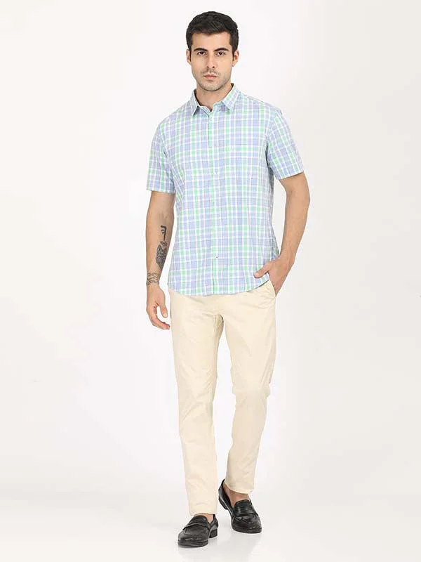 Men's Check Half Sleeves Cotton Shirt - Image 8
