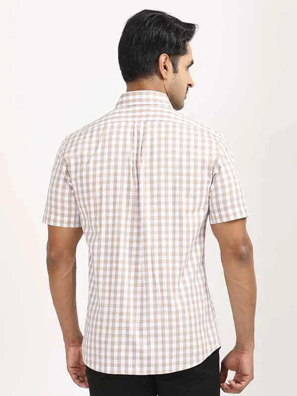 Men's Check Half Sleeves Cotton Shirt - Image 4
