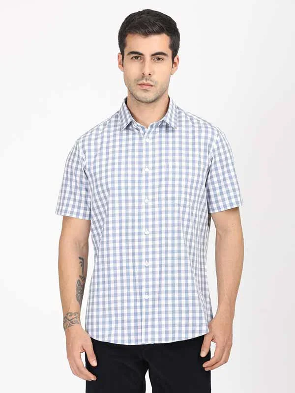 Men's Check Half Sleeves Cotton Shirt - Image 5