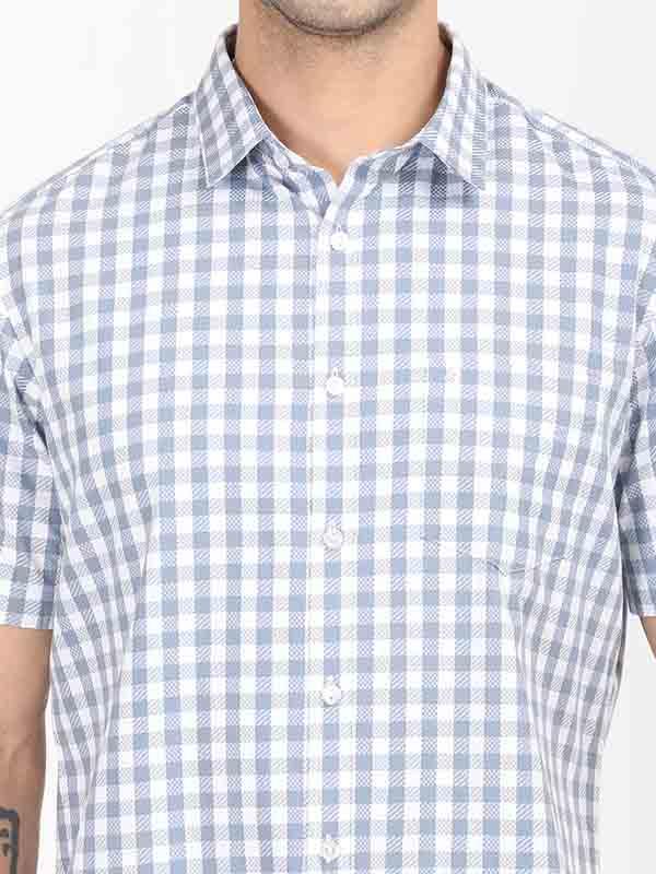 Men's Check Half Sleeves Cotton Shirt - Image 7