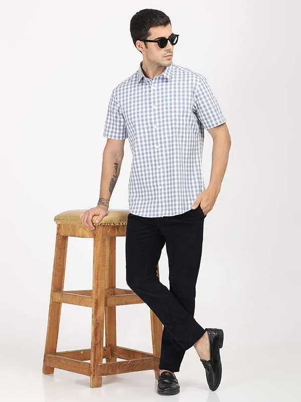 Men's Check Half Sleeves Cotton Shirt - Image 8