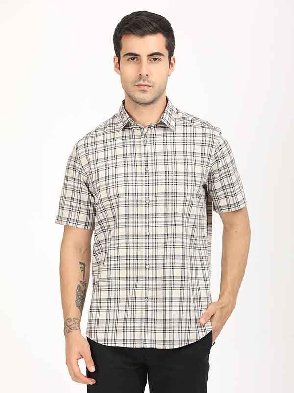 Men's Check Half Sleeves Cotton Shirt