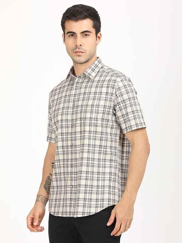 Men's Check Half Sleeves Cotton Shirt - Image 2