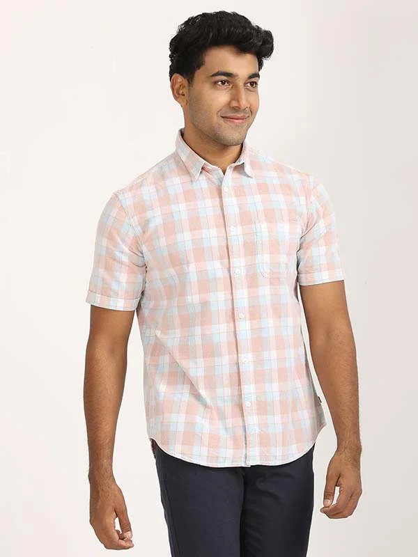 Men's Check Half Sleeves Cotton Shirt