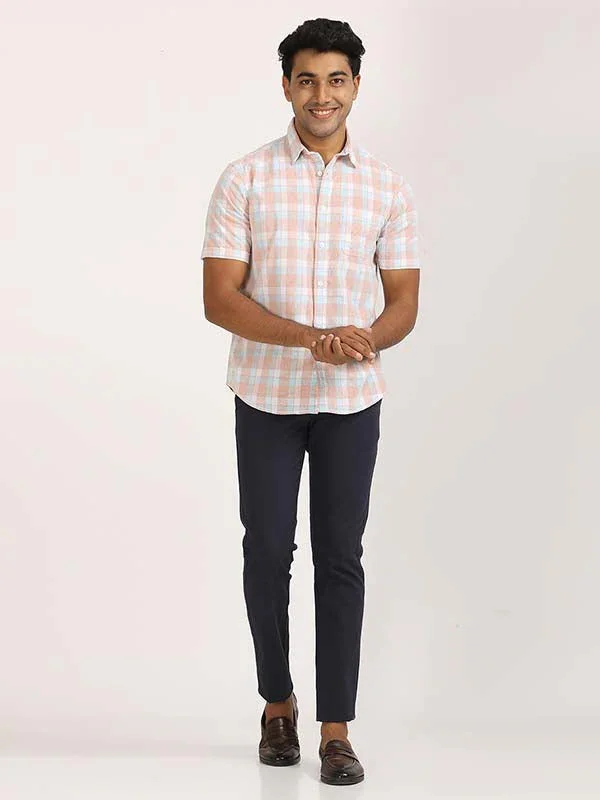 Men's Check Half Sleeves Cotton Shirt - Image 3