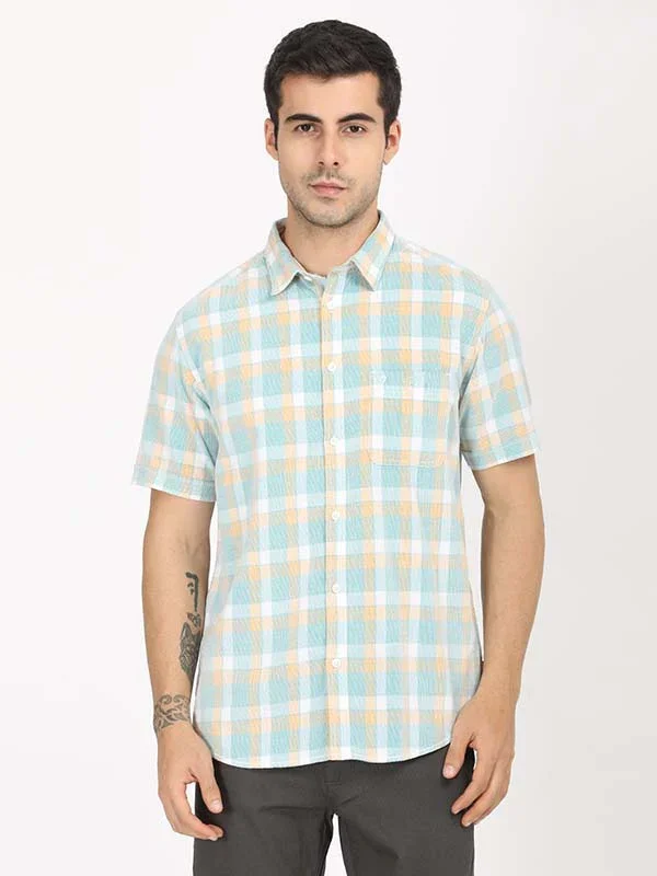 Men's Check Half Sleeves Cotton Shirt - Image 5