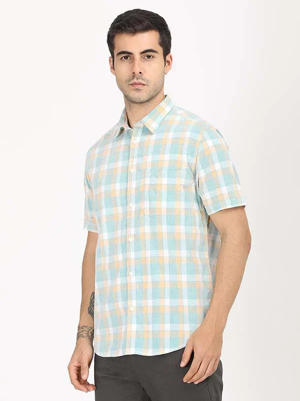 Men's Check Half Sleeves Cotton Shirt - Image 6