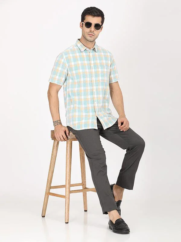 Men's Check Half Sleeves Cotton Shirt - Image 8