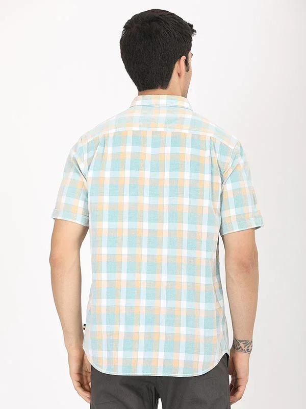 Men's Check Half Sleeves Cotton Shirt - Image 9