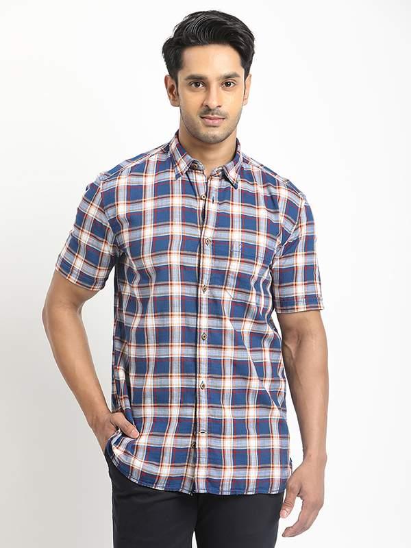 Men's Check Half Sleeves Cotton Shirt