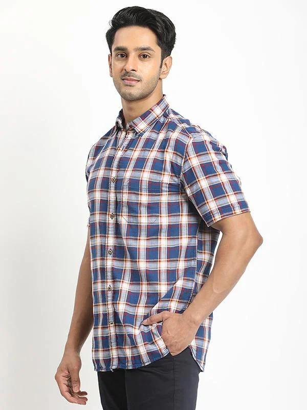 Men's Check Half Sleeves Cotton Shirt - Image 2