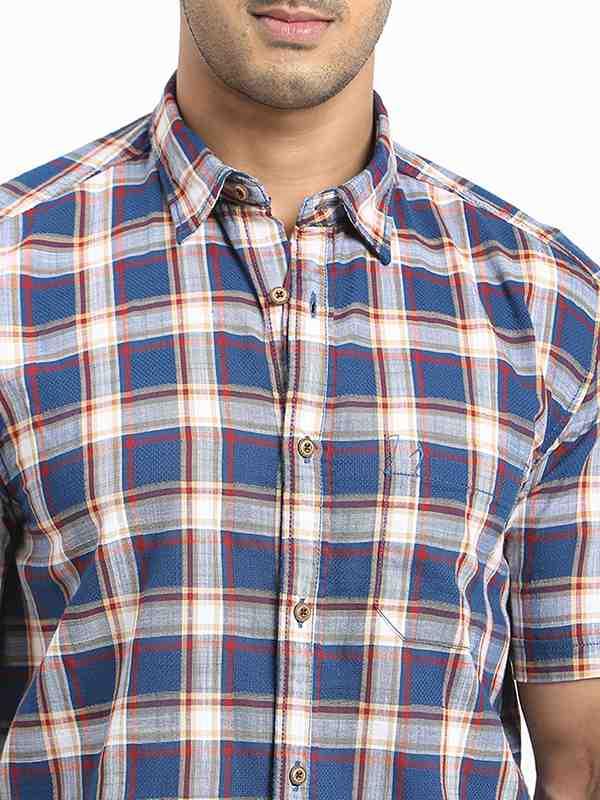 Men's Check Half Sleeves Cotton Shirt - Image 3