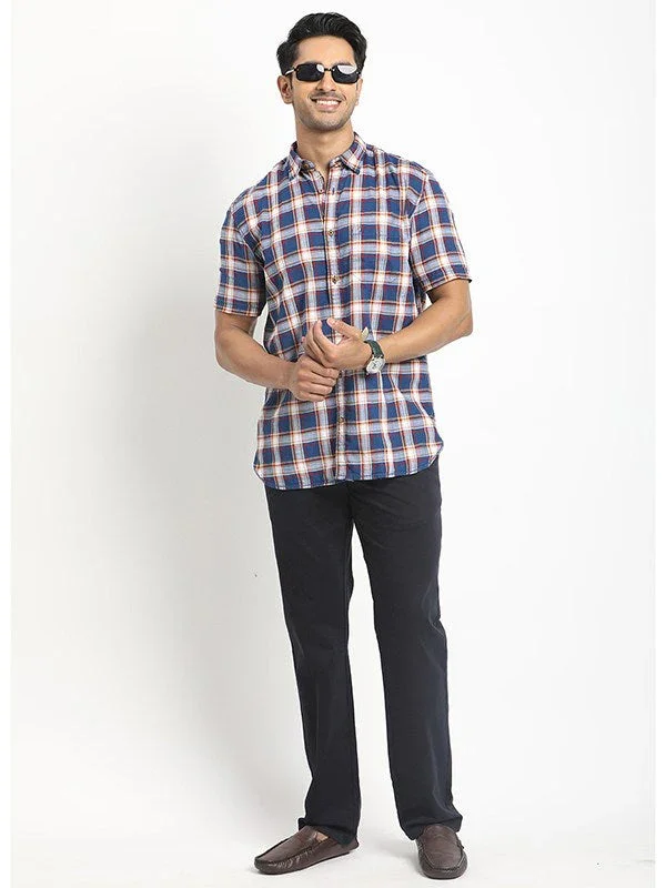 Men's Check Half Sleeves Cotton Shirt - Image 4