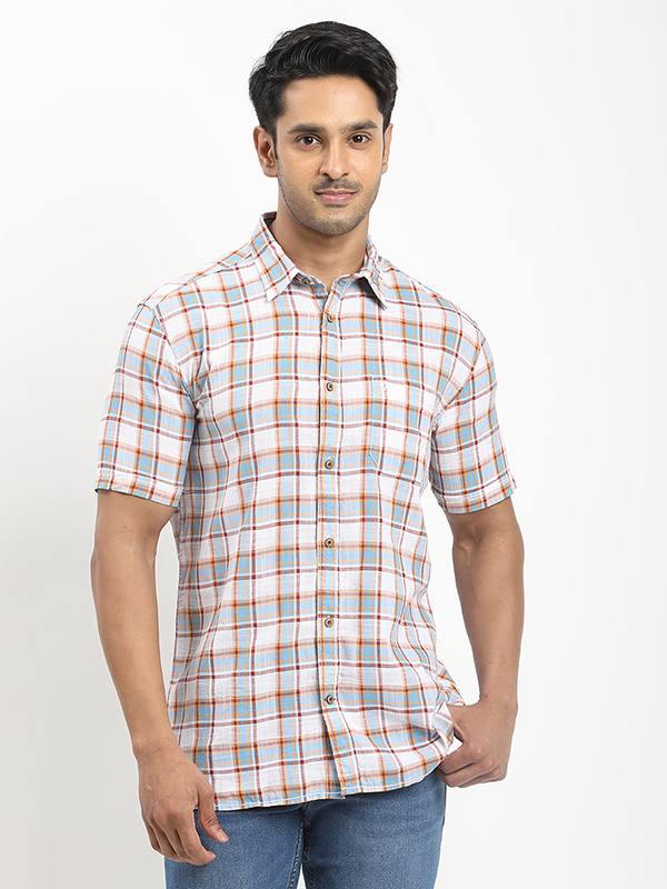 Men's Check Half Sleeves Cotton Shirt - Image 6