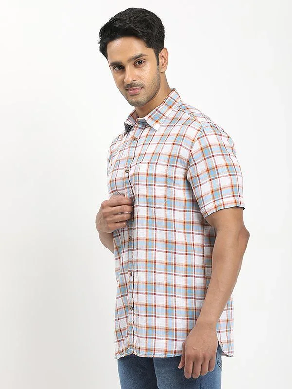 Men's Check Half Sleeves Cotton Shirt - Image 7