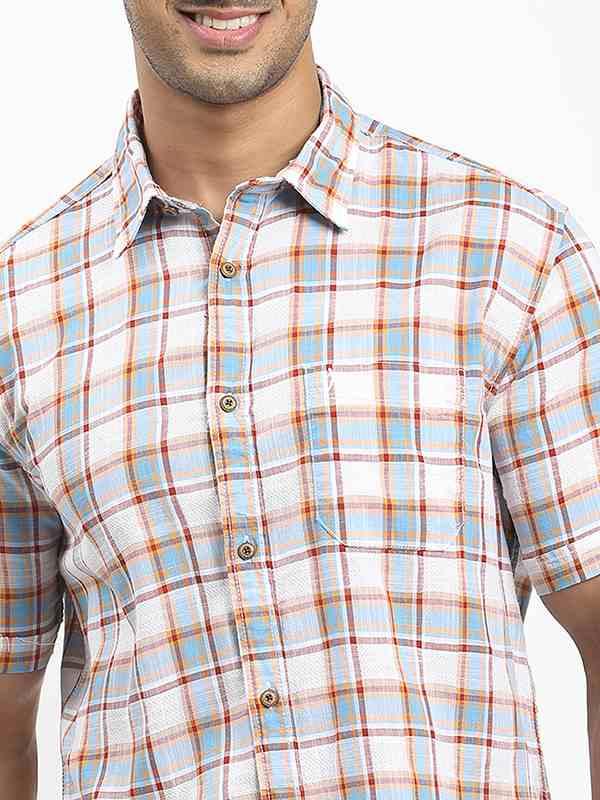 Men's Check Half Sleeves Cotton Shirt - Image 8
