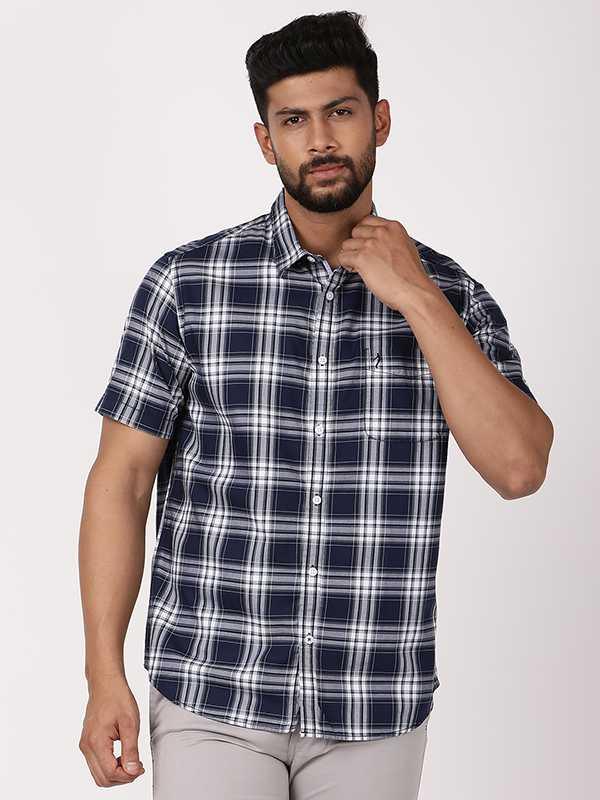 Men's Check Half Sleeves Cotton Shirt