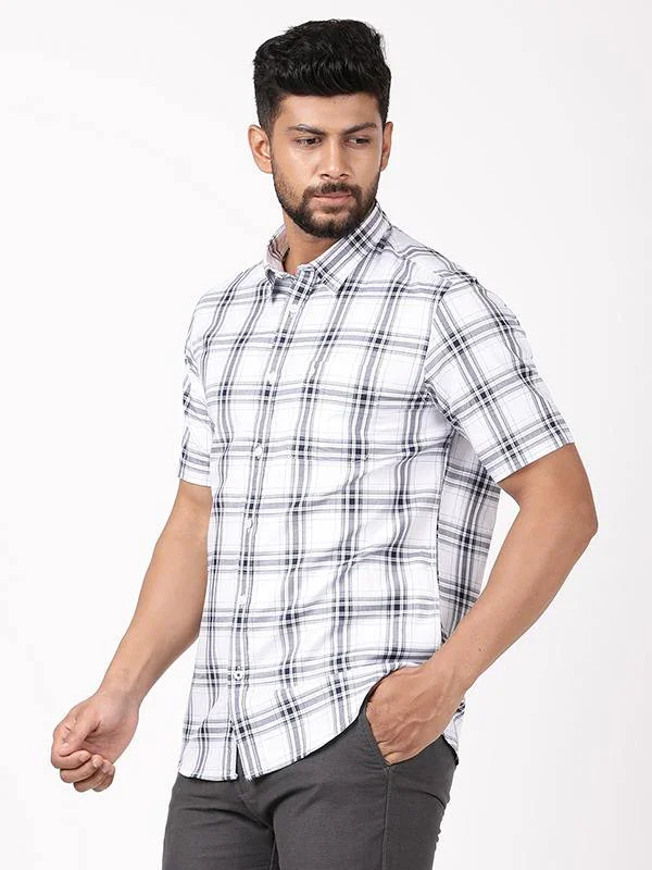 Men's Check Half Sleeves Cotton Shirt - Image 7