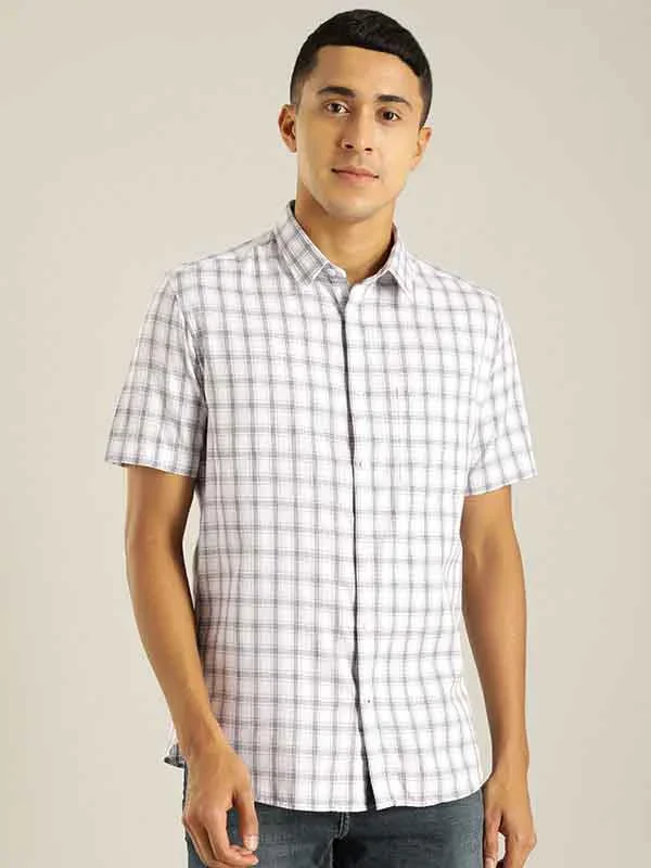 Men's Check Half Sleeves Cotton Shirt - Image 3