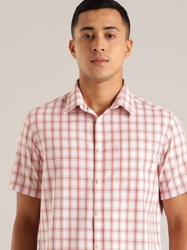 Men's Check Half Sleeves Cotton Shirt - Image 5